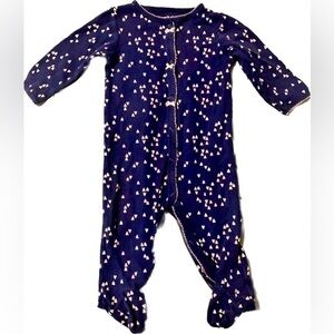 Carter’s Blue Hearts One Piece Button Up Footie Pajama Size 9 Month
